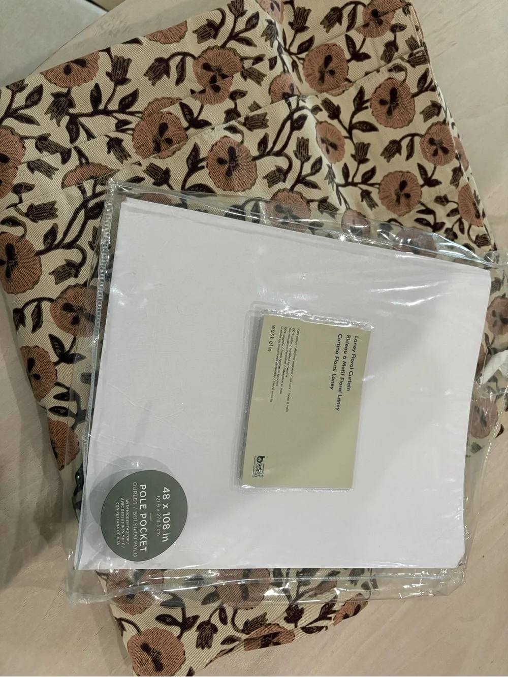 Brand New West Elm Pole-Pocket Curtain Laney Floral Panel - 1 Panel Only